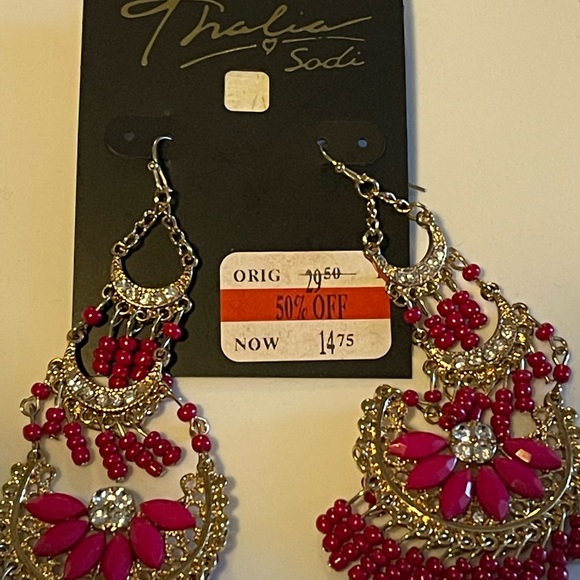 #21 - Brand New, Never Worn Thalia Soda Earrings- Gorgeous Gold and Hot Pink. - Picture 3 of 4